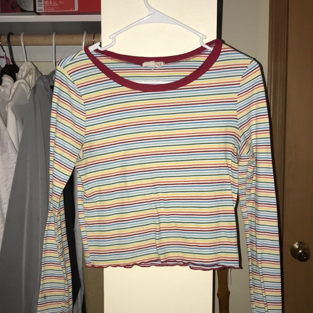 Rainbow long sleeve crop top